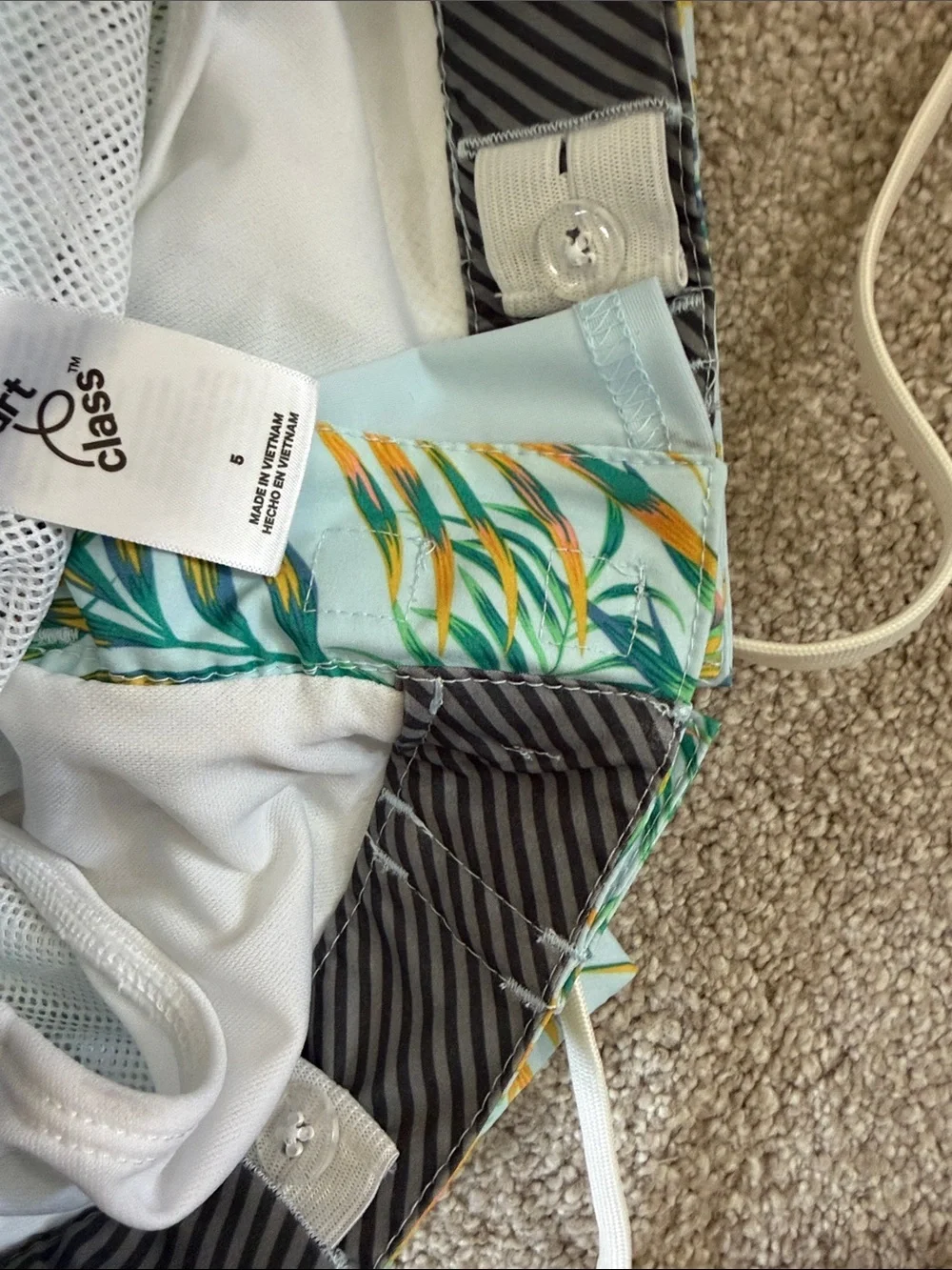 NWT Boys Tropical Palm Print Swim Shorts with pockets and lining size 5